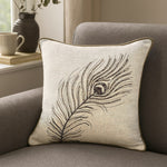 Moorpankh Pattern Fabric Cushion Cover- Beige and Gold