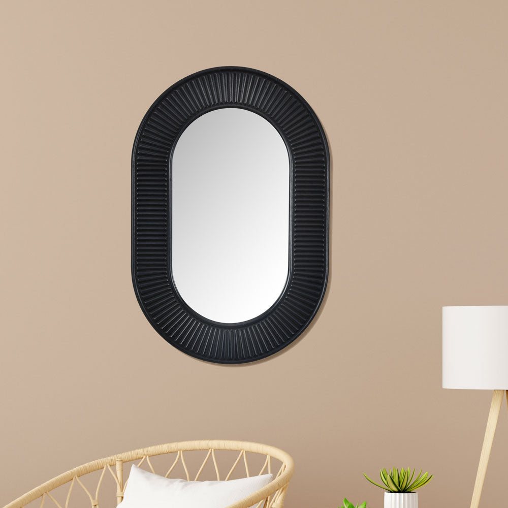 Nilkamal Decorative Lines Oval Mirror (Black)