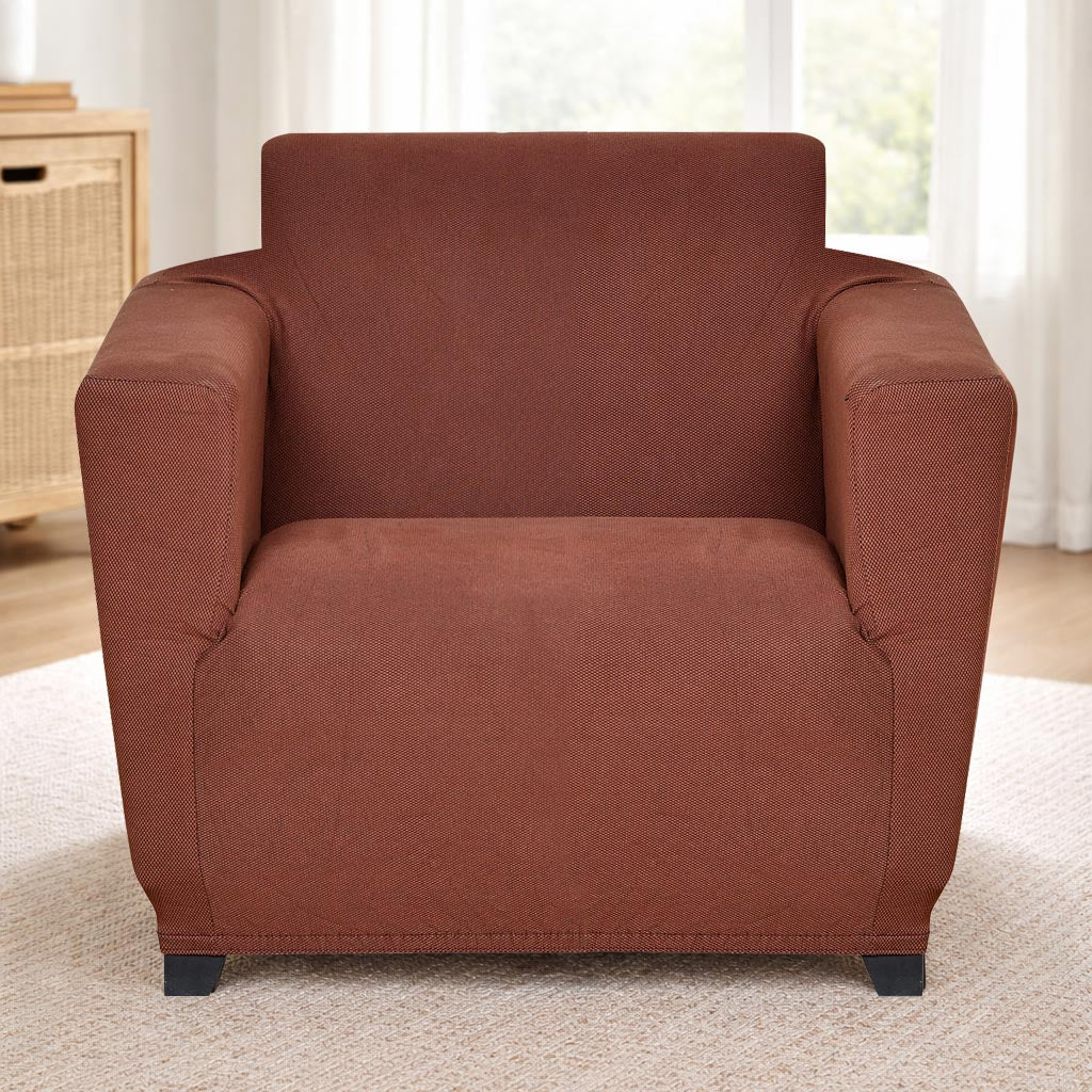 1 Seater Knit Sofa Cover- Brown