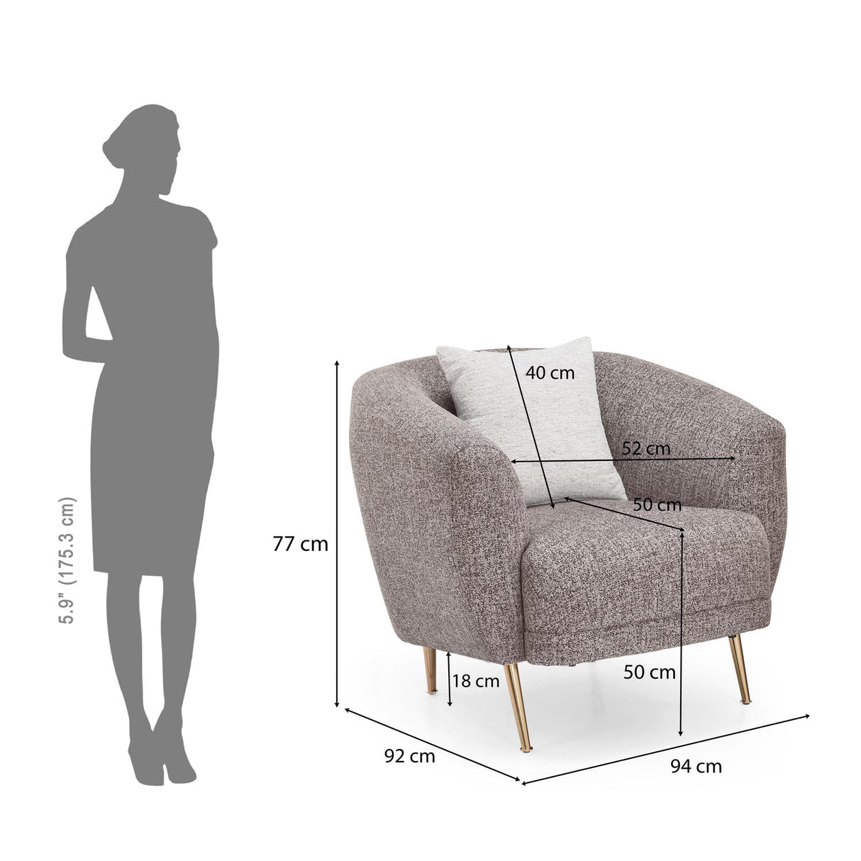 Giorgio Arm Chair Textured Fabric- Brown