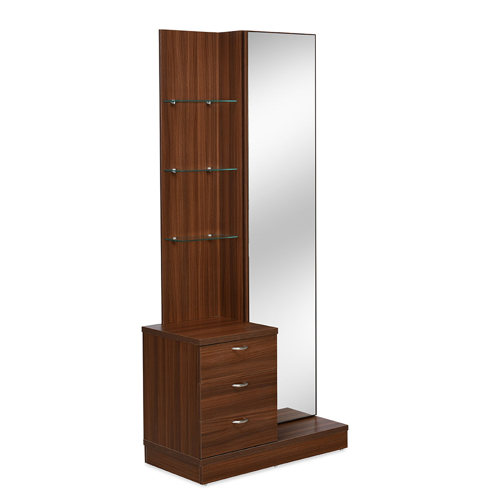 Prime Engineered Wood Dresser with Mirror (Classic Walnut) - Close Drawers Slight Side View