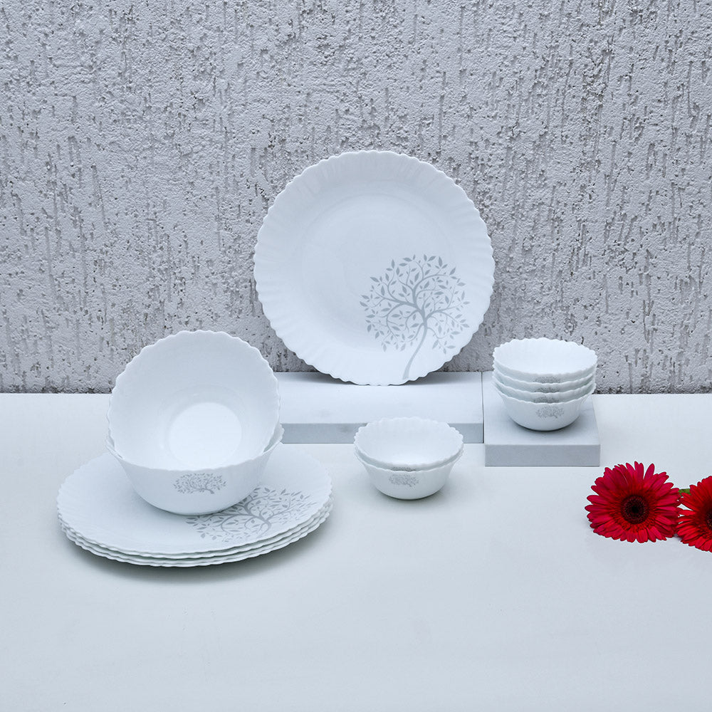 Nilkamal Arias by Lara Dutta Fluted Tree Of Life Dinner Set - 14 Pieces