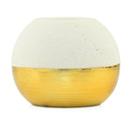 Decorative Glaze Round Ceramic Votive Candle Stand- Cream & Gold