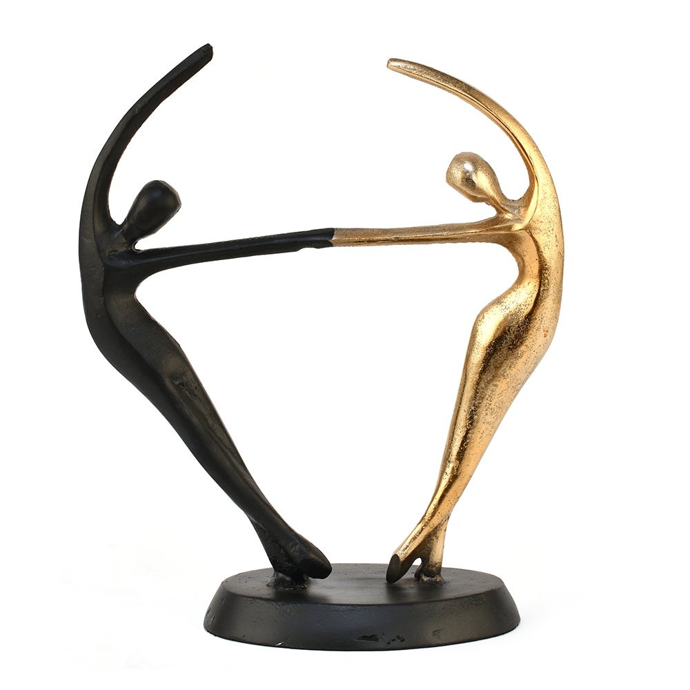 Dancing Couple Metal Decorative Showpiece- Black & Gold