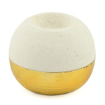 Decorative Glaze Round Ceramic Votive Candle Stand- Cream & Gold