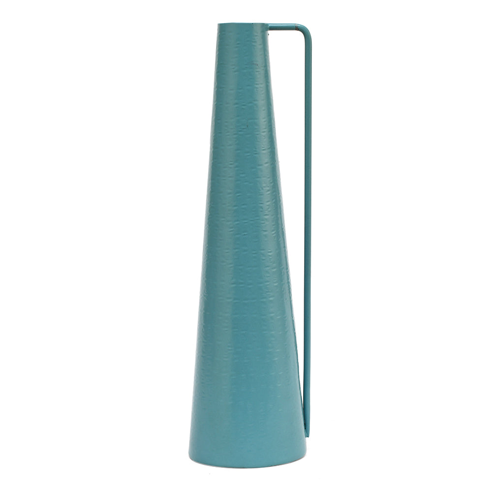 Decorative Modern Metal Vase With Handle- Turquoise
