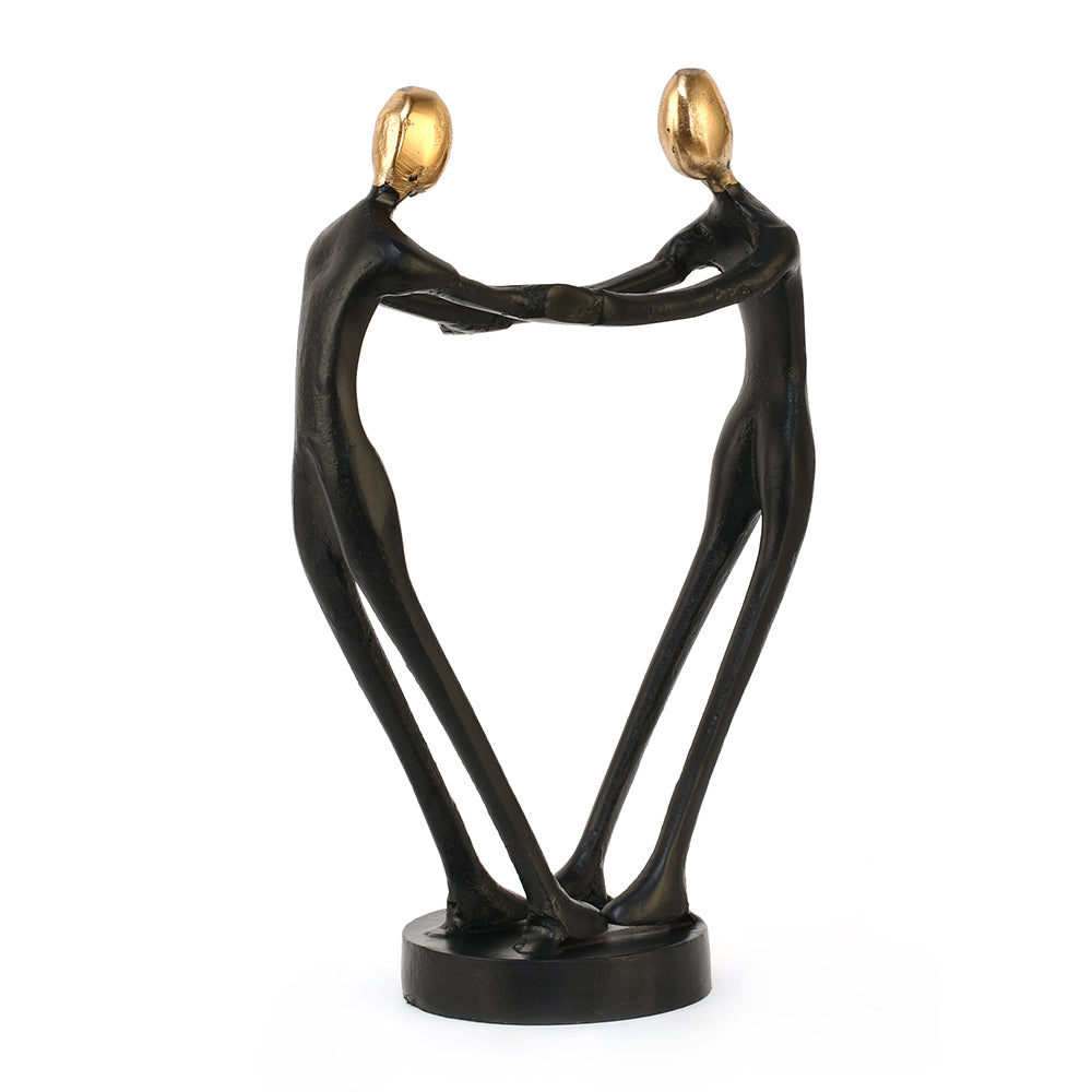 Couple Holding Hands Decorative Metal Showpiece- Black & Gold