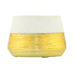 Decorative Glaze Trapeze Ceramic Votive Candle Stand- Cream & Gold