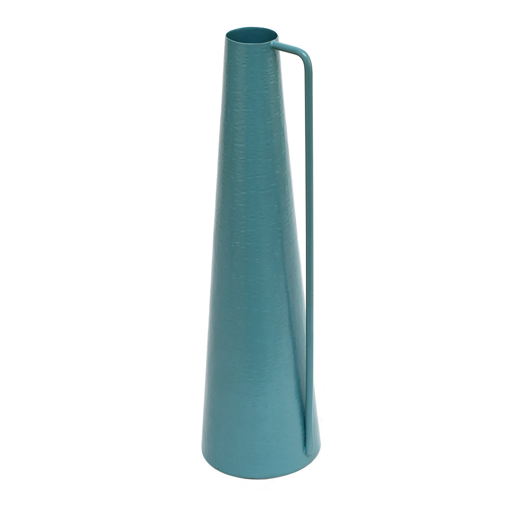 Decorative Modern Metal Vase With Handle- Turquoise