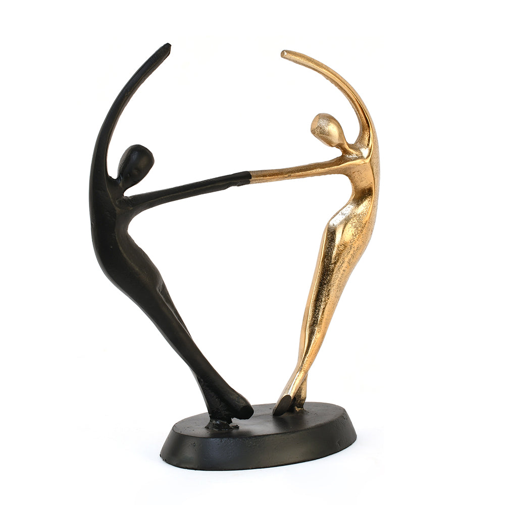 Dancing Couple Metal Decorative Showpiece- Black & Gold