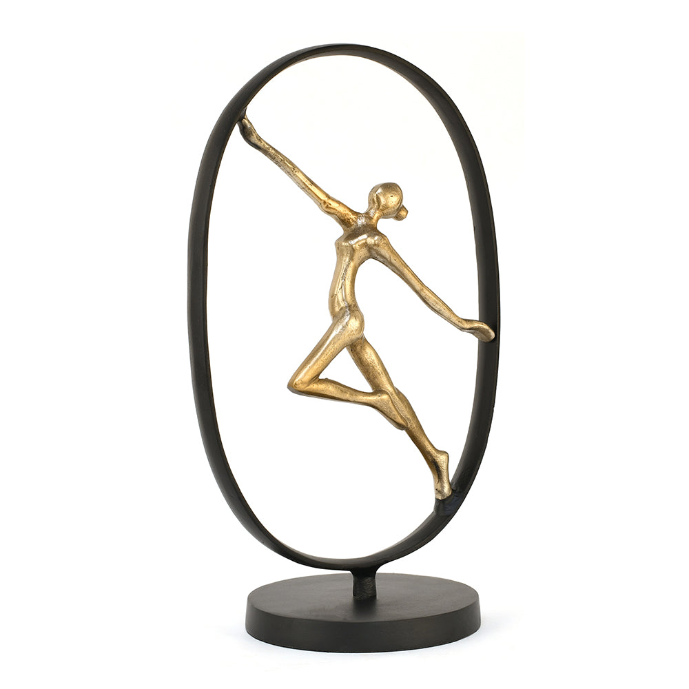 Dancing Lady Decorative Metal Showpiece- Black & Gold