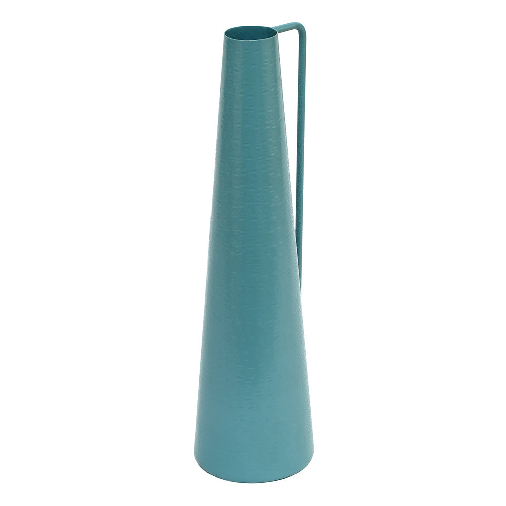 Decorative Modern Metal Vase With Handle- Turquoise