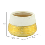 Decorative Glaze Trapeze Ceramic Votive Candle Stand- Cream & Gold