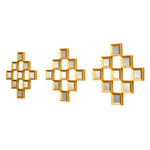 Square Shaped Decorative Mirrors Set of 3 (Gold)