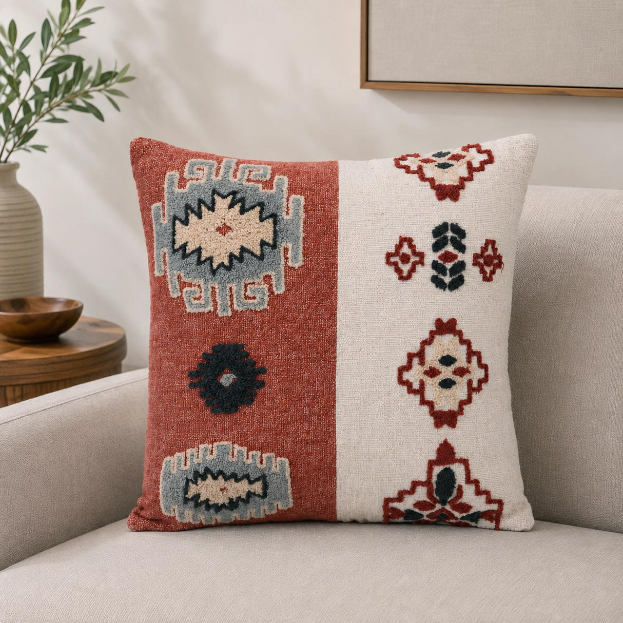 Floral Rhythm Embroidered 16" x 16" Cushion Cover- Multicolor