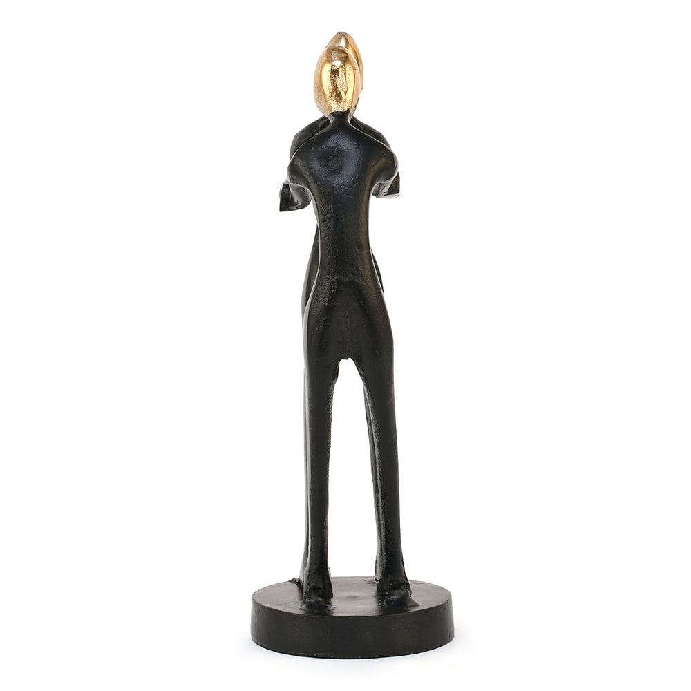 Couple Holding Hands Decorative Metal Showpiece- Black & Gold