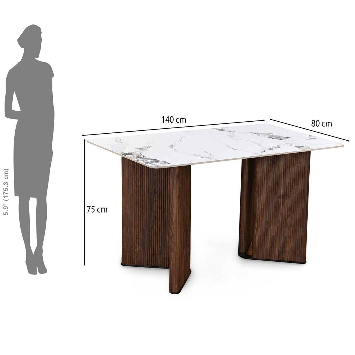 4 Seater Allune Ceramic Dining Set with Dexor Base and Linzy Chairs- Ash White