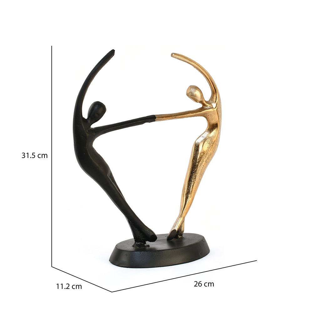 Dancing Couple Metal Decorative Showpiece- Black & Gold