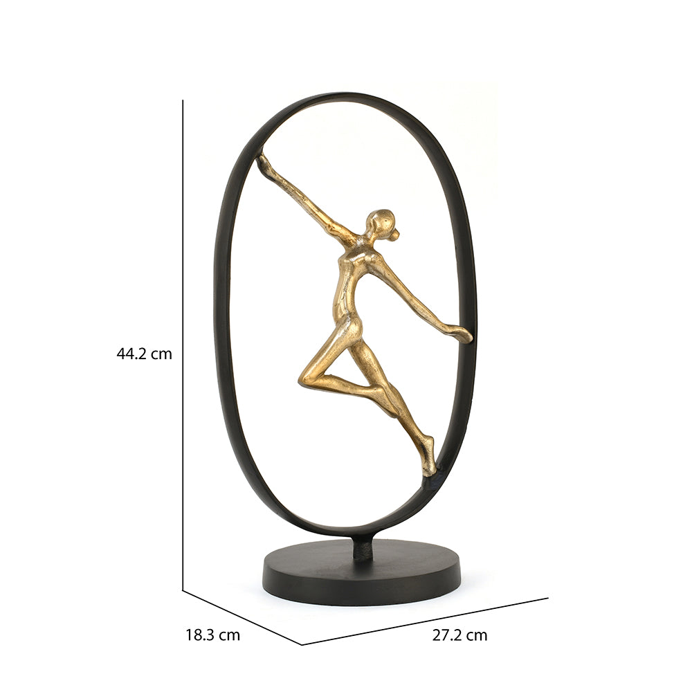 Dancing Lady Decorative Metal Showpiece- Black & Gold