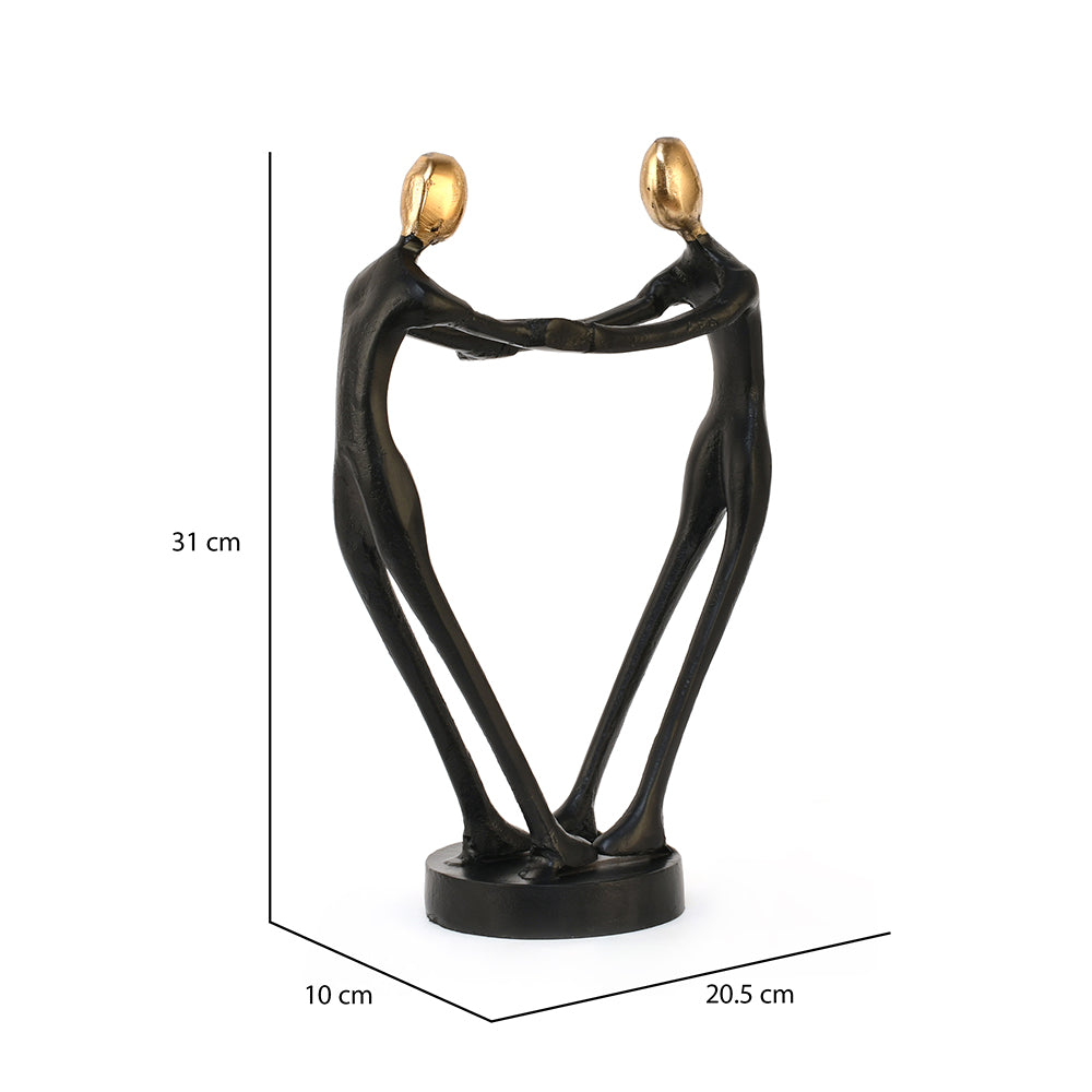 Couple Holding Hands Decorative Metal Showpiece- Black & Gold