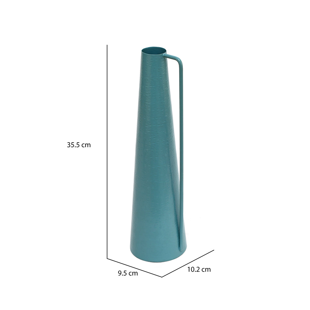 Decorative Modern Metal Vase With Handle- Turquoise