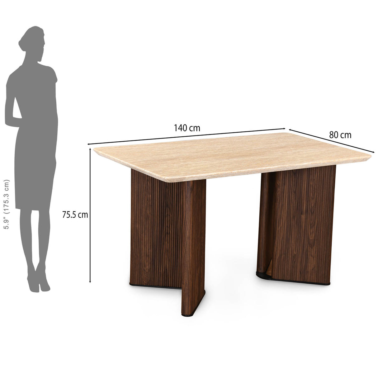 4 Seater Trava Marble Dining Set with Dexor Base and Nivo Chairs- Travertine