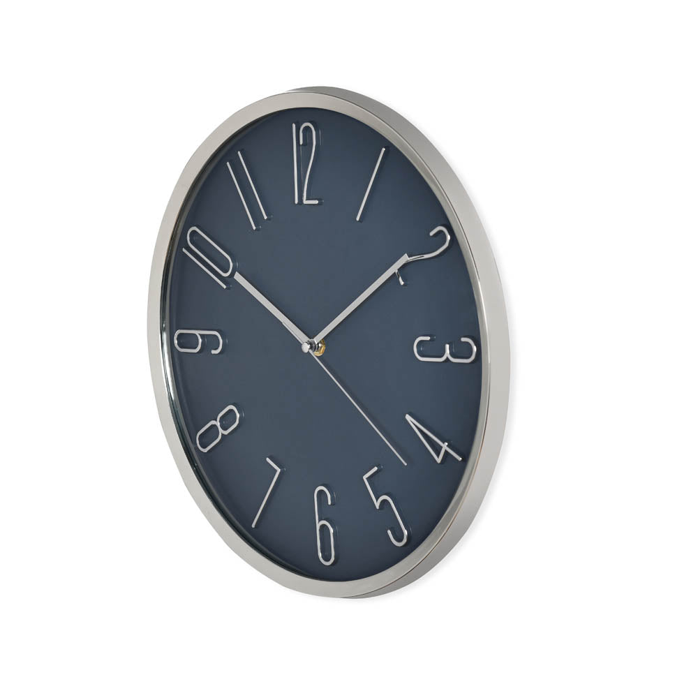 Classic Wall Clock- Silver and Blue