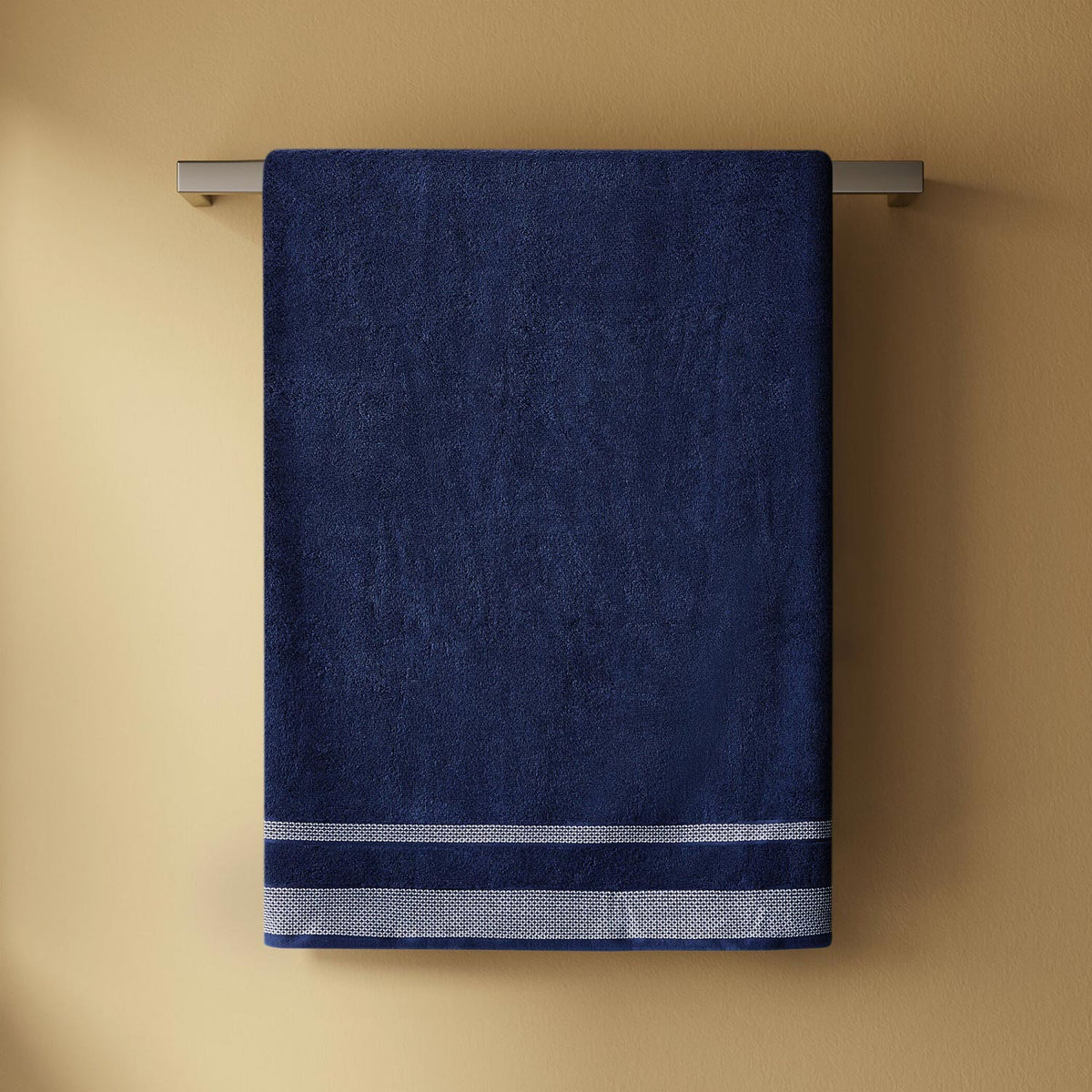 Spaces Hygro 100% Cotton Solid Bath Towel - 30 x 59 Inches, Dark Blue