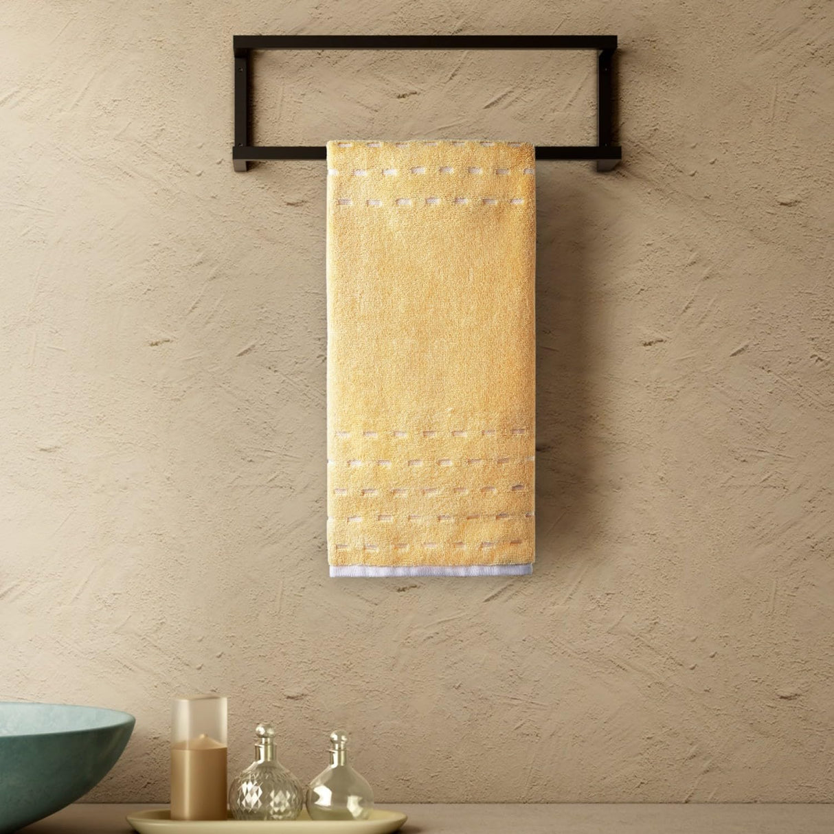 Spaces Airsoft 100% Cotton 450 GSM Solid Set of 2 Hand Towel -16 x 24 Inches, Yellow
