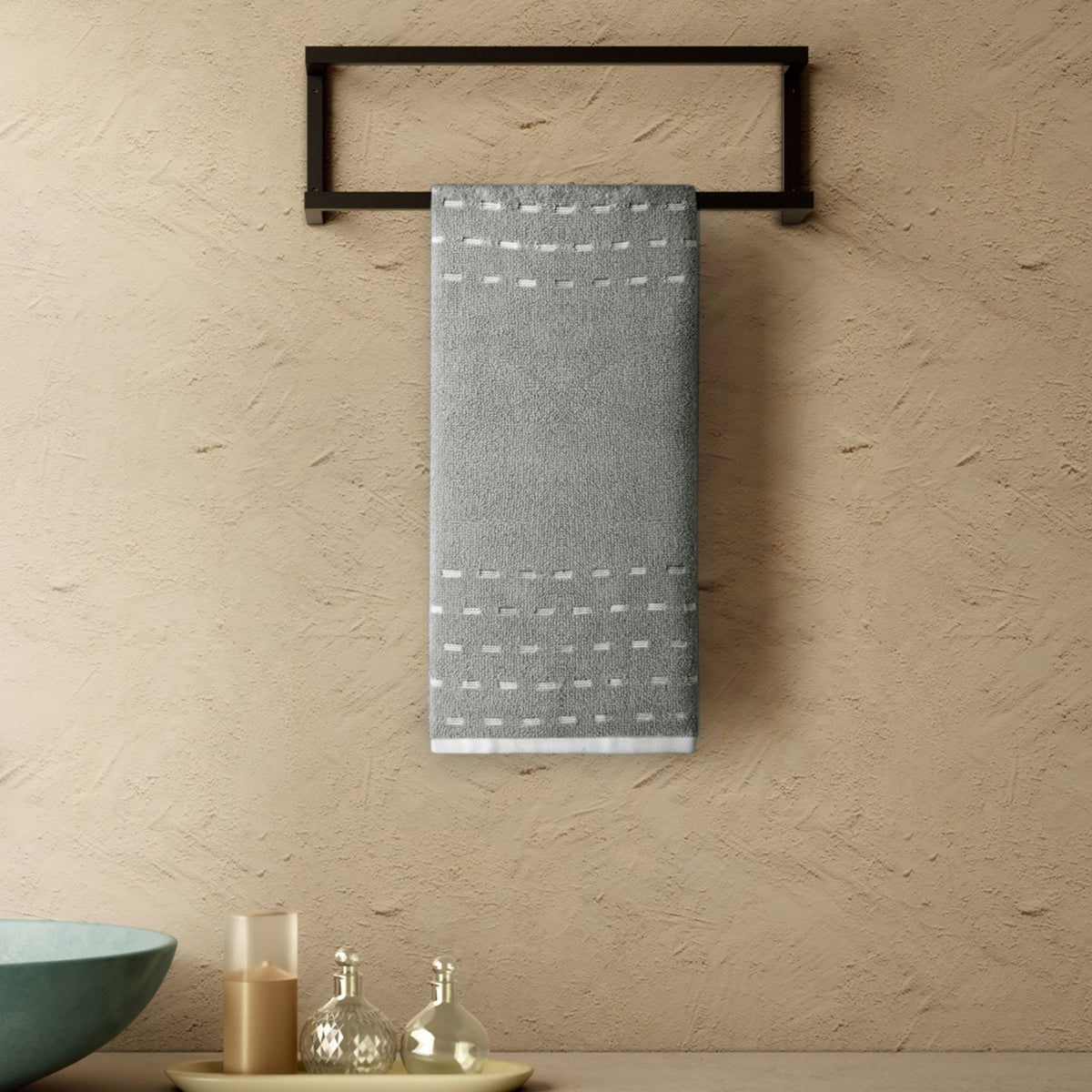 Spaces Airsoft 100% Cotton 450 GSM Solid Set of 2 Hand Towel -16 x 24 Inches, Grey