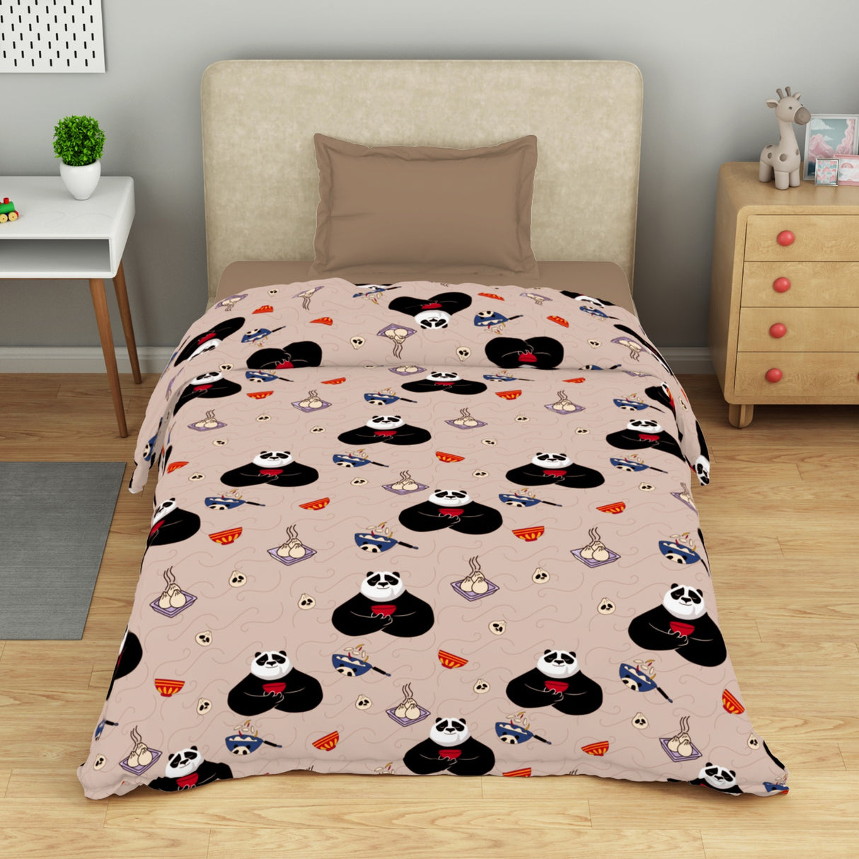 Spaces Universal Kung fu Panda 100% Cotton 170 TC Topsheet for Kids - 60 x 90 Inches, Beige
