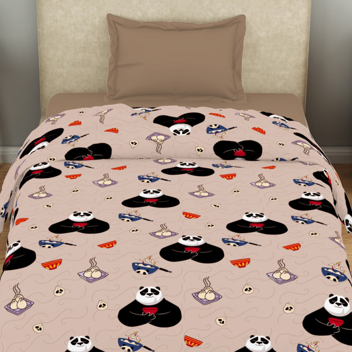 Spaces Universal Kung fu Panda 100% Cotton 170 TC Topsheet for Kids - 60 x 90 Inches, Beige