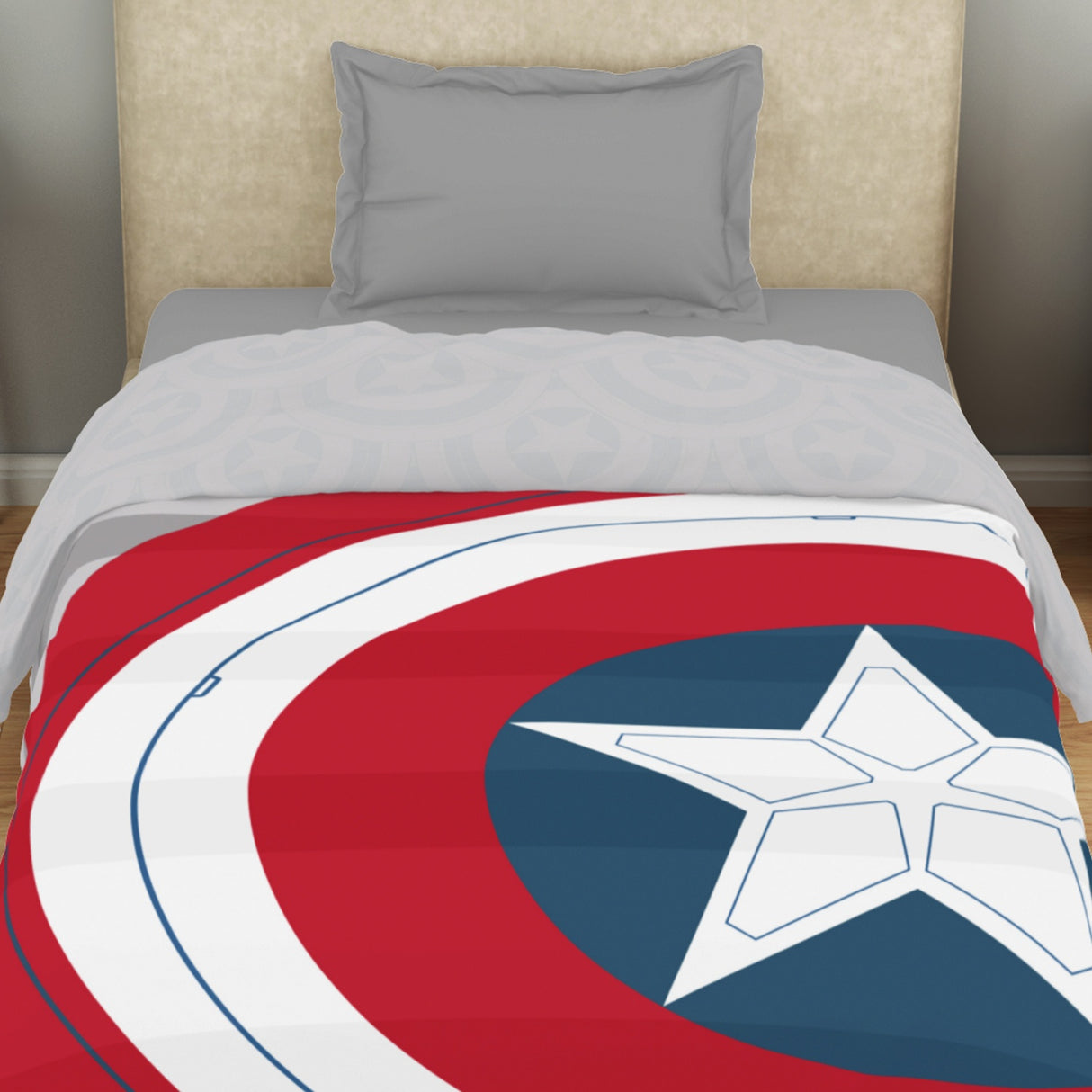 Spaces Marvel Captain America 100% Cotton 132 TC Single Quilt - 152 x 228 cm, Red