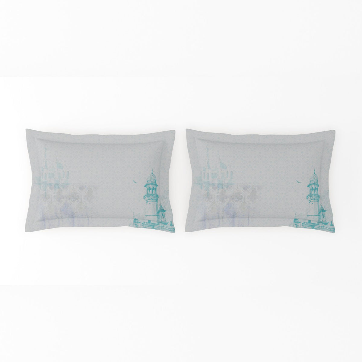 Spaces Abstract Cotton 144 TC Double Bedsheet with 2 Pillow Covers - 274 x 274 cm, Light Grey