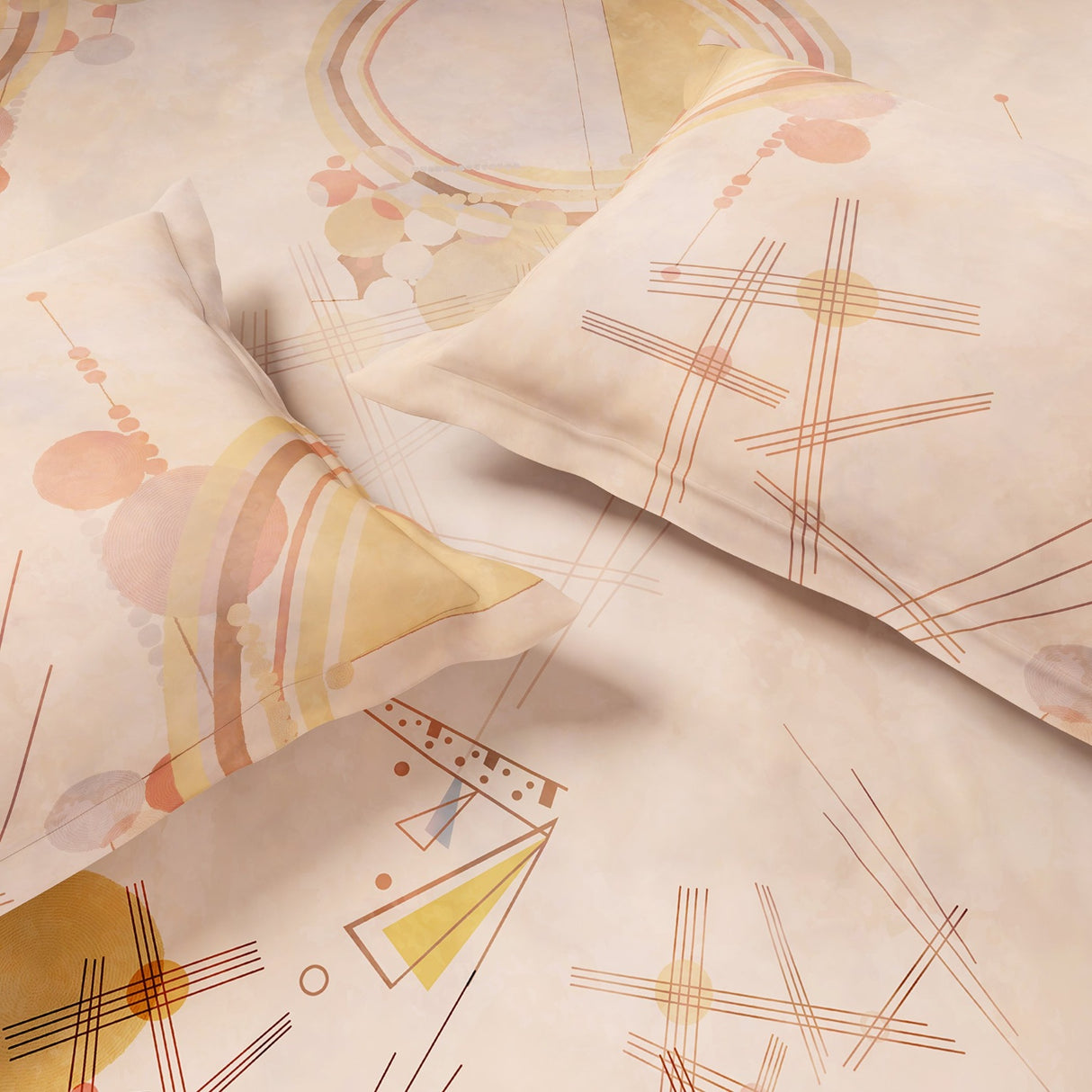 Spaces Essentials Geometric 100% Cotton 132 TC Double Bedsheet with 2 Pillow Covers - 274 x 274 cm, Light Blush