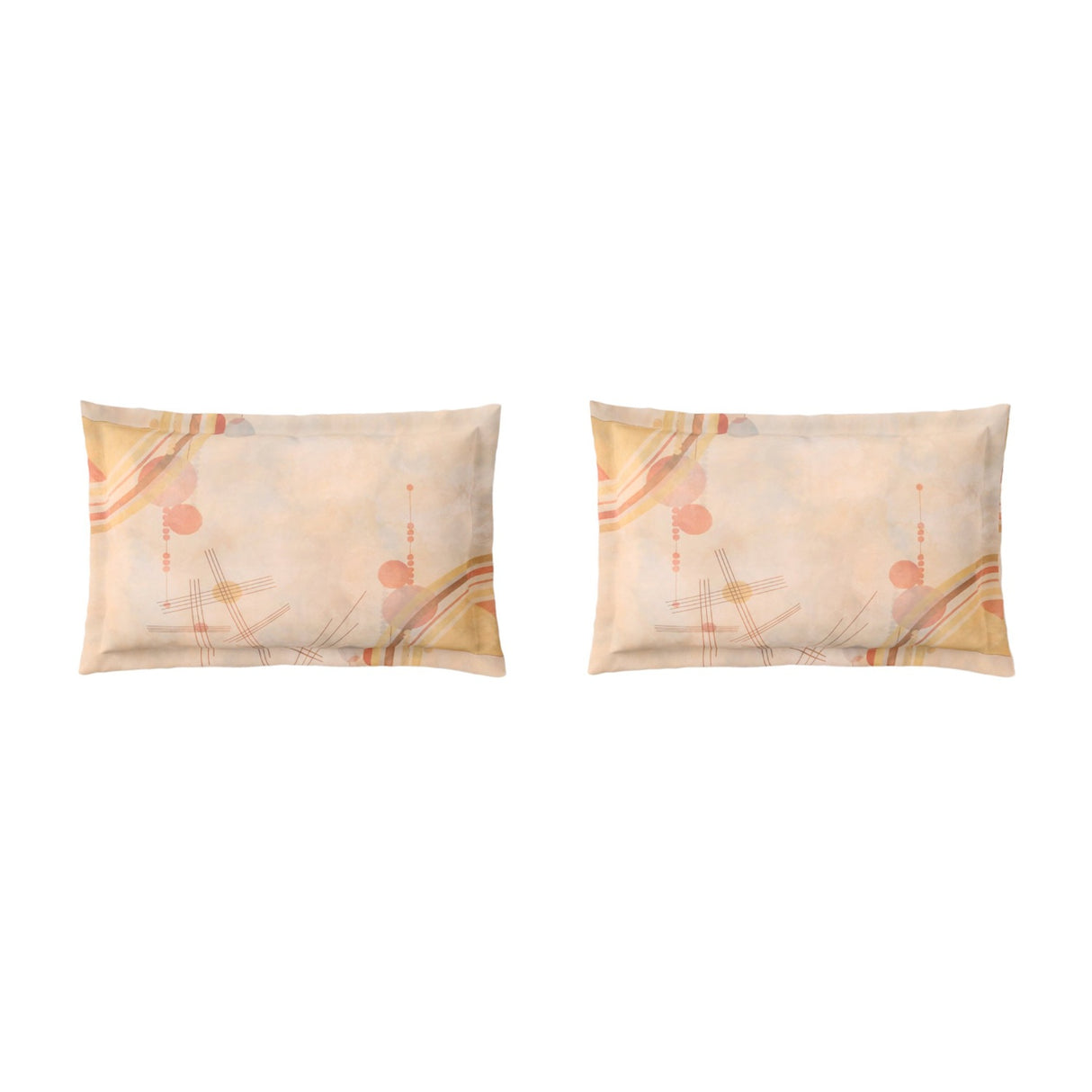 Spaces Essentials Geometric 100% Cotton 132 TC Double Bedsheet with 2 Pillow Covers - 274 x 274 cm, Light Blush