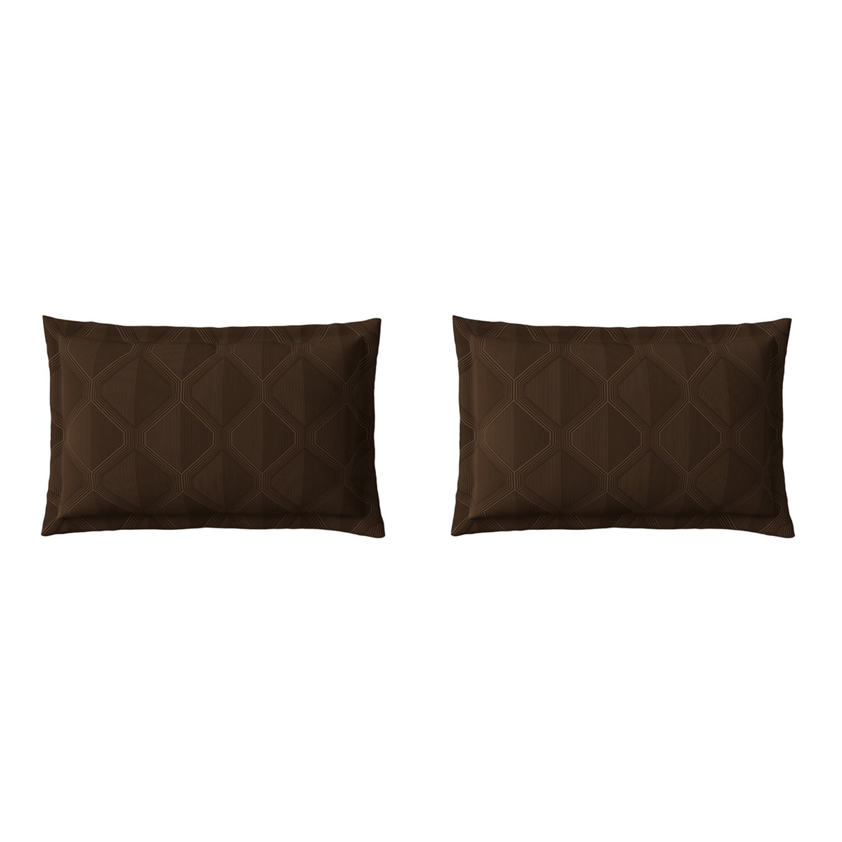 Spaces Elegance Selora Geometric 100% Cotton 300 TC Double Bedsheet with 2 Pillow Covers - 274 x 274 cm, Dark Brown