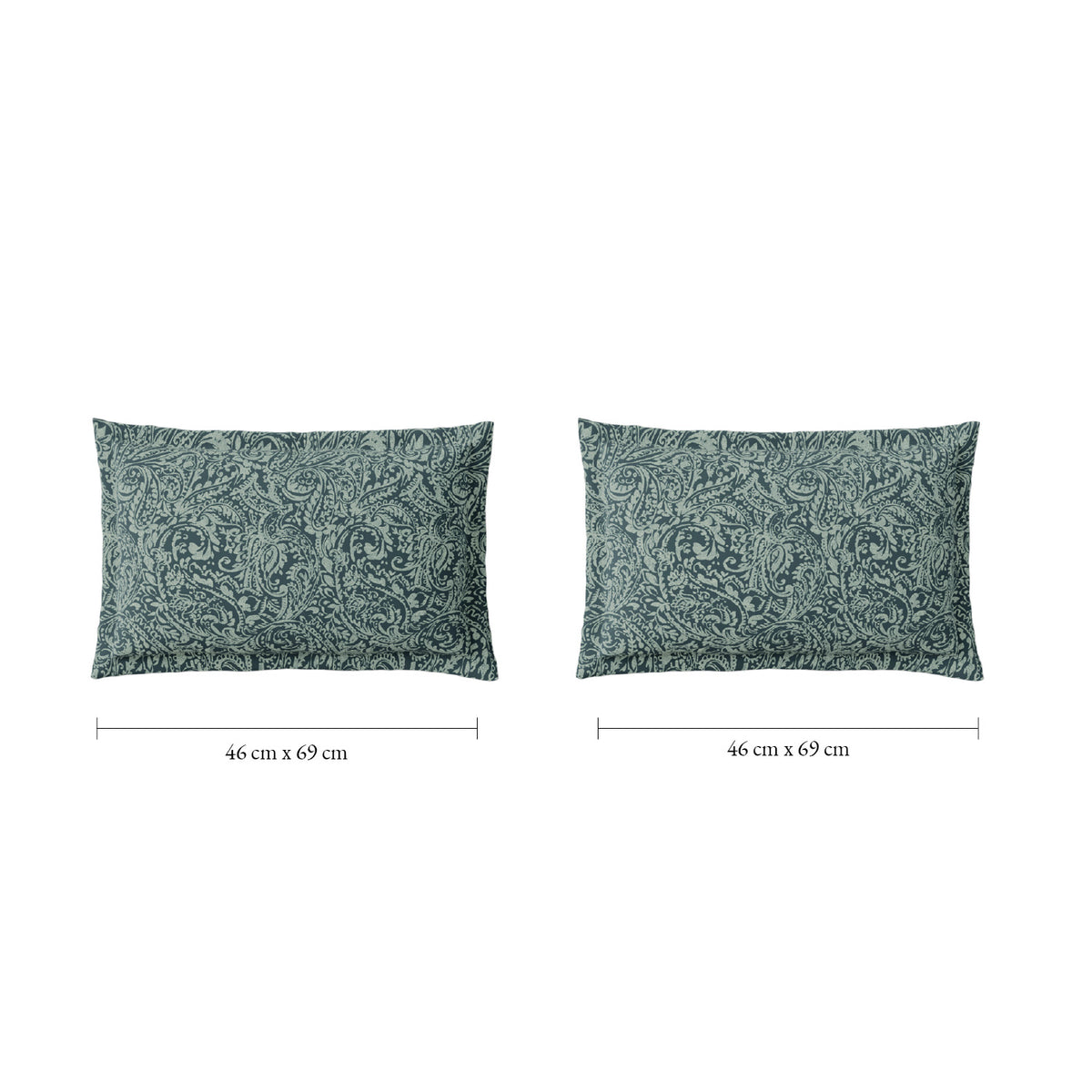 Spaces Fiora 100% Cotton 144 TC Percale Fioral Large Bedsheet with 2 Pillow Covers - 274 x 274 cm, Light Green