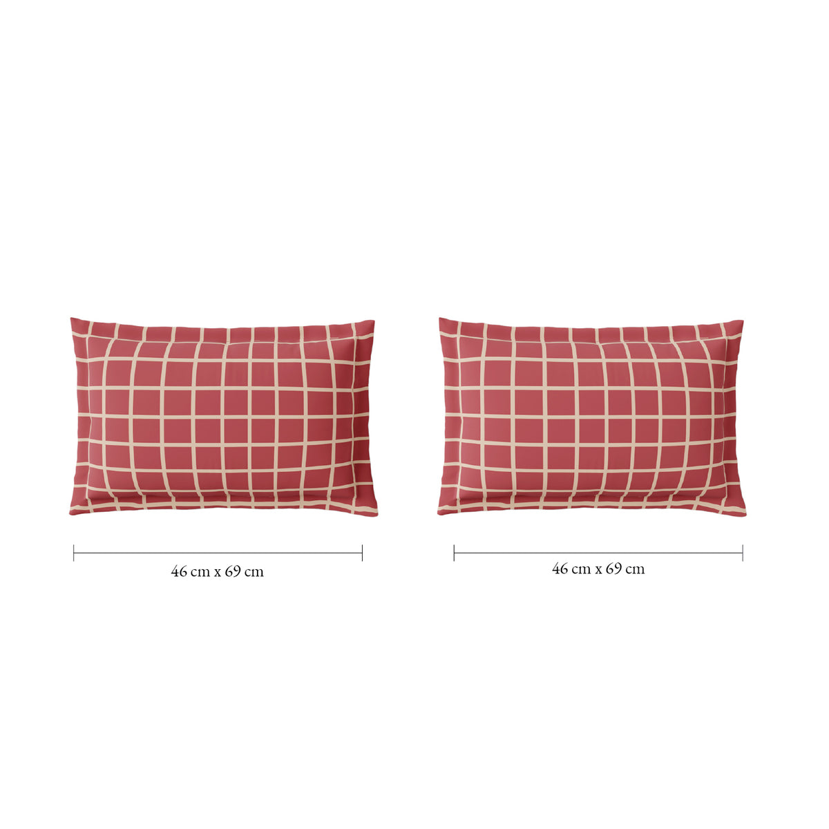 Spaces Fiora 100% Cotton 144 TC Percale Geometric Large Bedsheet with 2 Pillow Covers - 274 x 274 cm, Dark Pink