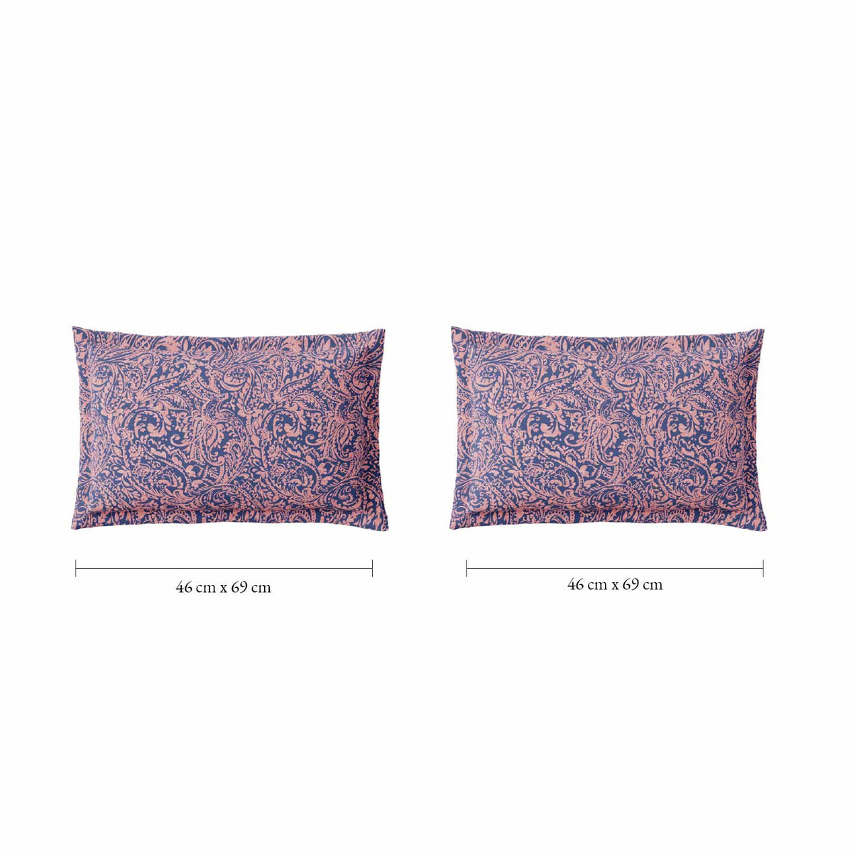 Spaces Fiora 100% Cotton 144 TC Percale Fioral Large Bedsheet with 2 Pillow Covers - 274 x 274 cm, Light Violet