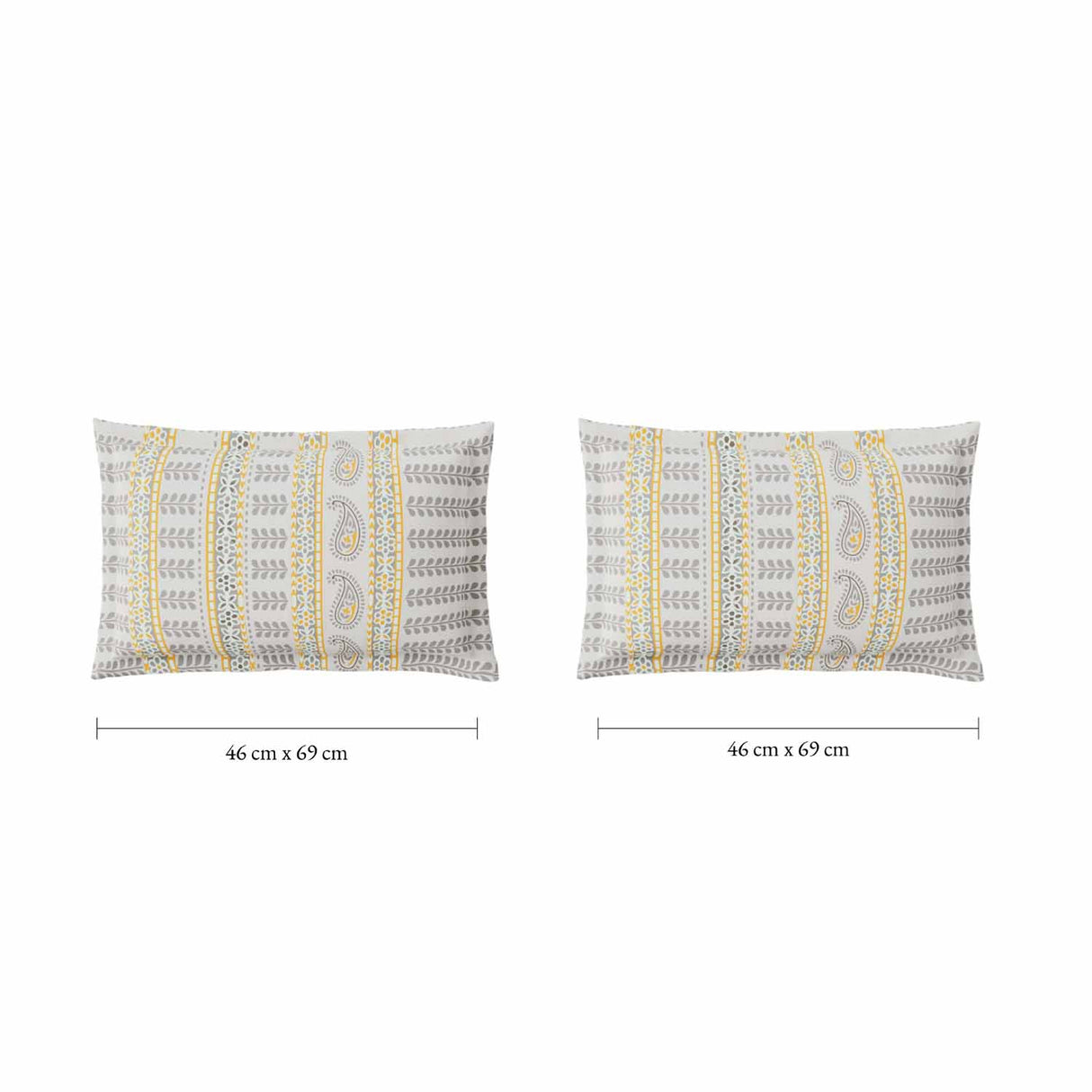 Spaces Fiora 100% Cotton 144 TC Percale Ornate Large Bedsheet with 2 Pillow Covers - 274 x 274 cm, Light Grey