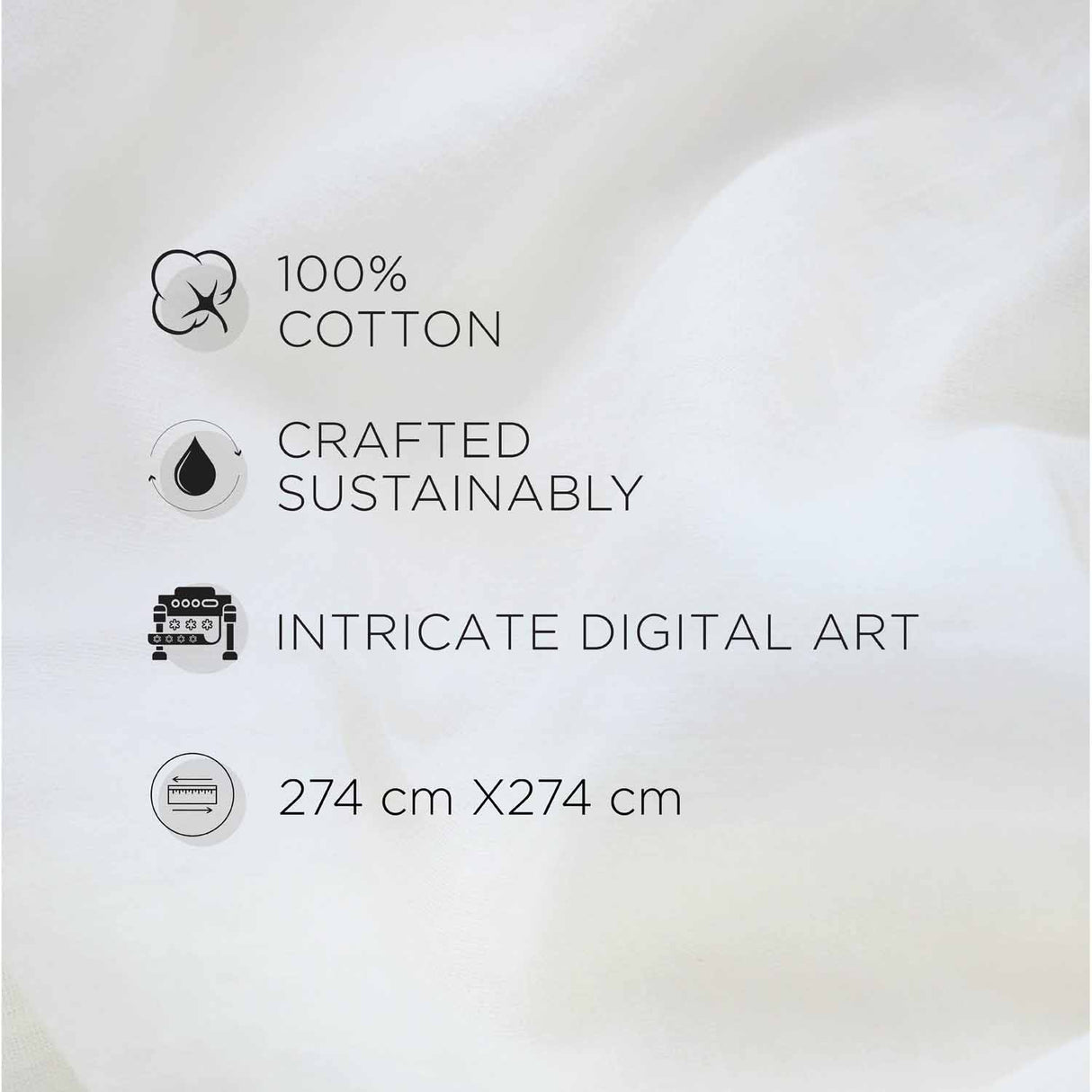 Spaces Fiora 100% Cotton 144 TC Percale Ornate Large Bedsheet with 2 Pillow Covers - 274 x 274 cm, Blue