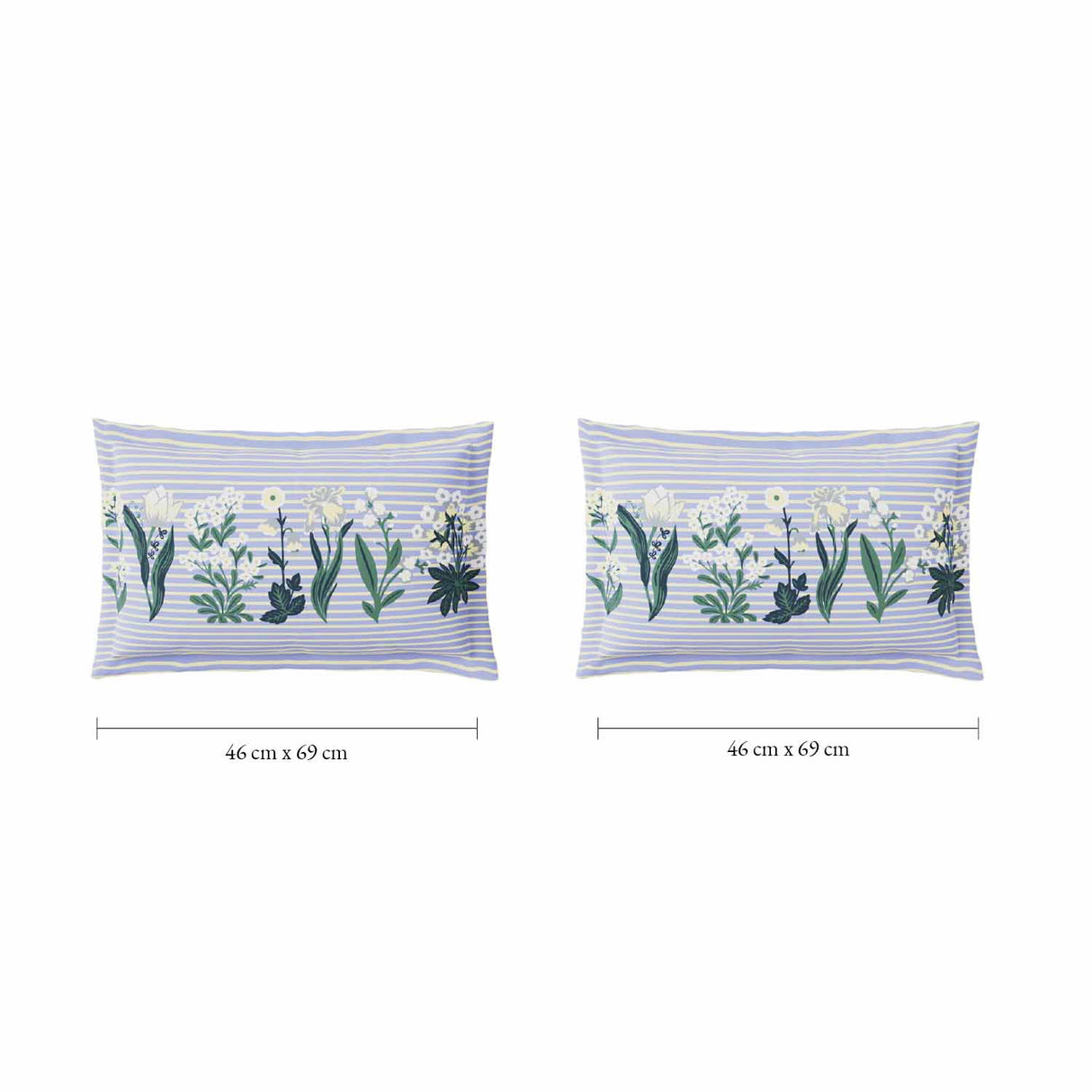 Spaces Fiora 100% Cotton 144 TC Percale Fioral Double Bedsheet with 2 Pillow Covers - 228 x 274 cm, Light Blue