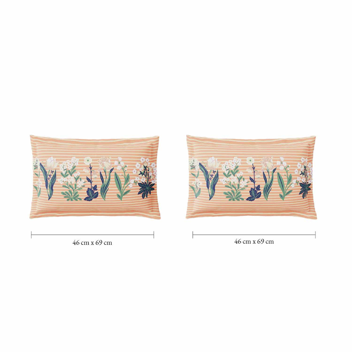 Spaces Fiora 100% Cotton 144 TC Percale Fioral Double Bedsheet with 2 Pillow Covers - 228 x 274 cm, Beige