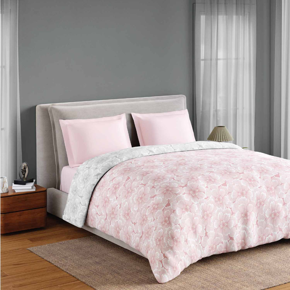 Spaces Fiora 100% Cotton 144 TC Floral Double Quilt - 88 x 106 Inches, Blush