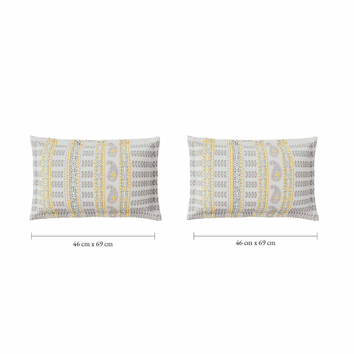Spaces Fiora 100% Cotton 144 TC Ornate Fitted Queen Bedsheet with 2 Pillow Covers - 60 x 78 Inches, Light Grey