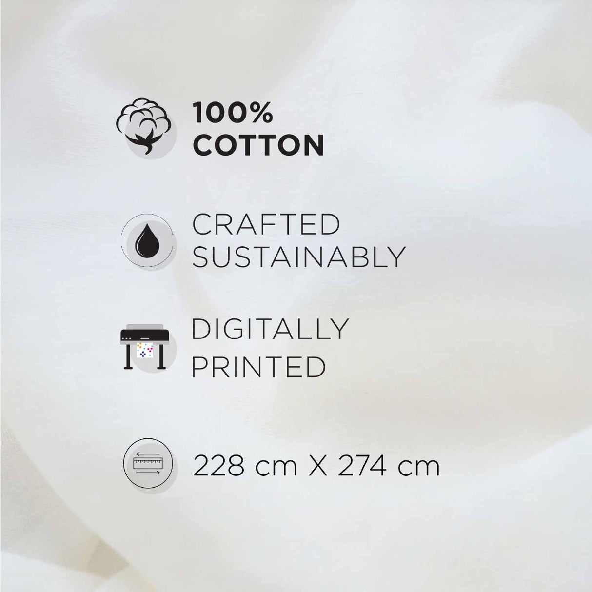 Spaces Rio Bloomscape 100% Cotton 132 TC Percale Fioral Double Bedsheet with 2 Pillow Covers - 228 x 274 cm, Light Yellow