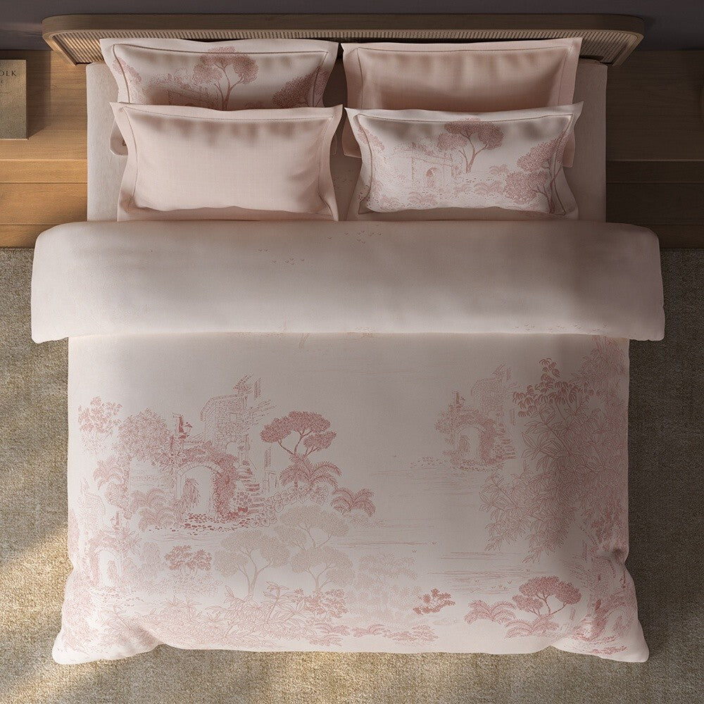 Spaces Sierra Floral 100% Hygro Cotton 210 TC Large Bedsheet with 4 Pillow Covers - 108 x 108 Inches, Light Blush