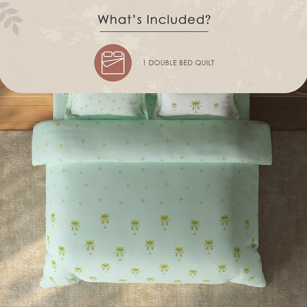Spaces Sierra Floral 100% Hygro Cotton 210 TC Large Bedsheet with 4 Pillow Covers - 108 x 108 Inches, Light Aqua