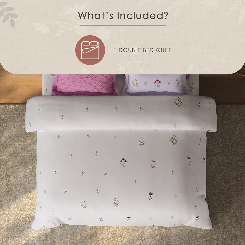 Spaces Sierra Floral 100% Hygro Cotton 210 TC Large Bedsheet with 4 Pillow Covers - 108 x 108 Inches, Light Pink